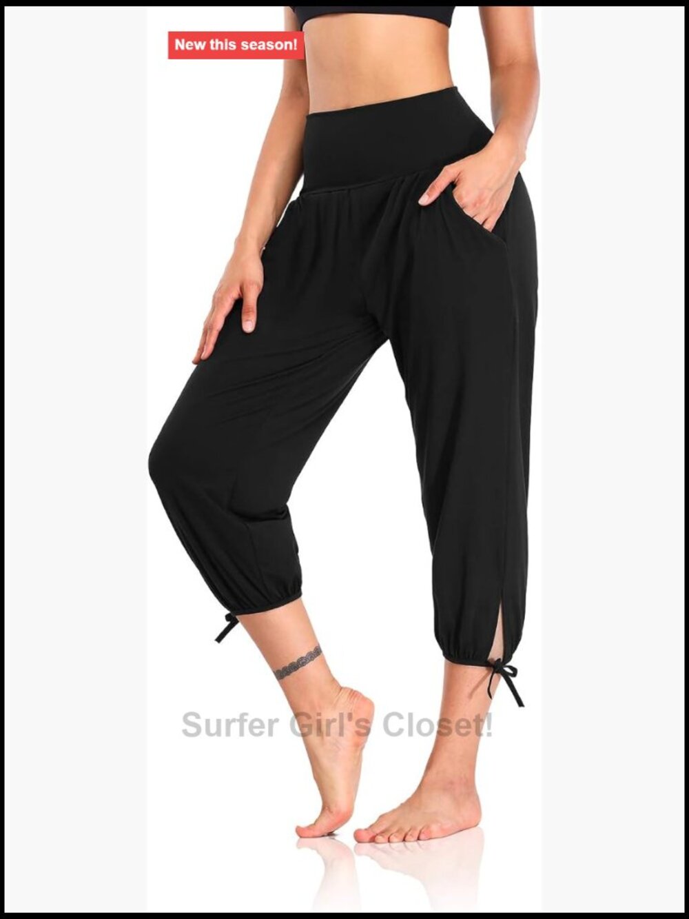 Capri Yoga Pants with Pockets Loose Workout Joggers Lounge Sweatpants